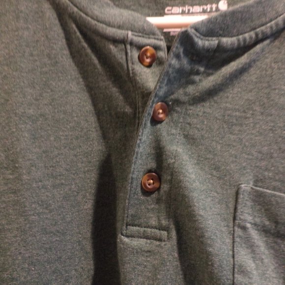Carhartt Carpenter Style T-Shirt 3-Button Chest Pocket - Loose Fit - Green - XL - Picture 3 of 7